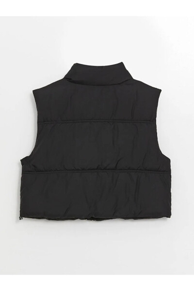 XSIDE Black Stand Collar Women's Crop Puffer Vest - 2