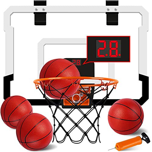 Xucutu Indoor Mini Basketball Hoop for Door - Over The Door Basketball Mini Hoop with Balls, Foldable Basketball Hoop for Wall & Room Basketball Toy Gift for Boy Kids Teens - 1