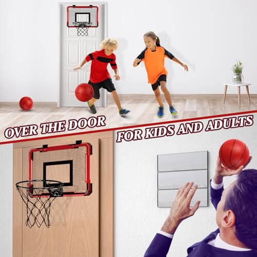 Xucutu Kapı İçin Mini Basketbol Potası - Kapı Üzeri Basketbol Mini Potası Toplarla, Katlanabilir Duvara Montajlı Basketbol Potası ve Odası Basketbol Oyuncak Hediye Erkek Çocuk Gençler İçin - 4