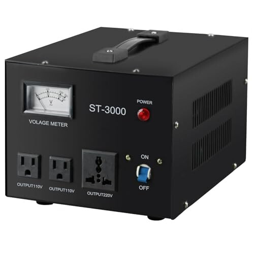 YaeCCC ST-3000 Voltage Transformer Converter Regulator with Voltage Meter - Step Up/Down - 110V/220V - Circuit Breaker Protection - 1