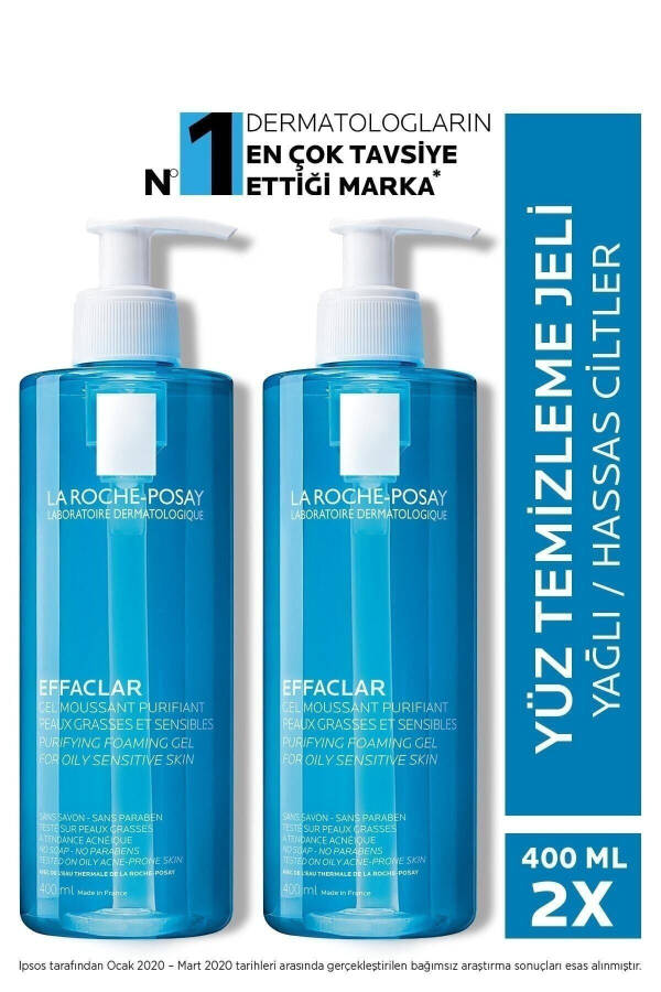 Yağlı Akneye Eğilim Gösteren Ciltlere Effaclar Temizleme Jeli 2 X 400 ML, Set - 1