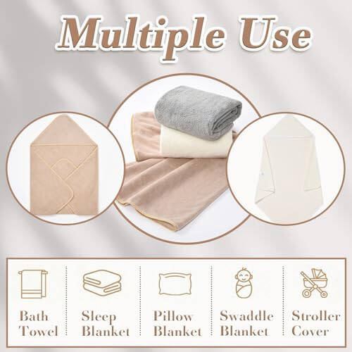 Yaiseiko Kapüşonlu Bebek Banyo Havluları Yeni Doğan İçin 3'lü Paket Kapüşonlu Bebek Havlusu 32 x 32 İnç Unisex Koral Polar Süper Yumuşak Emici Banyo Havlusu Seti Bebekler, Bebekler, Yürümeye Başlayan Çocuklar İçin Hediye, Yeni Doğan Temel Malzeme - 42