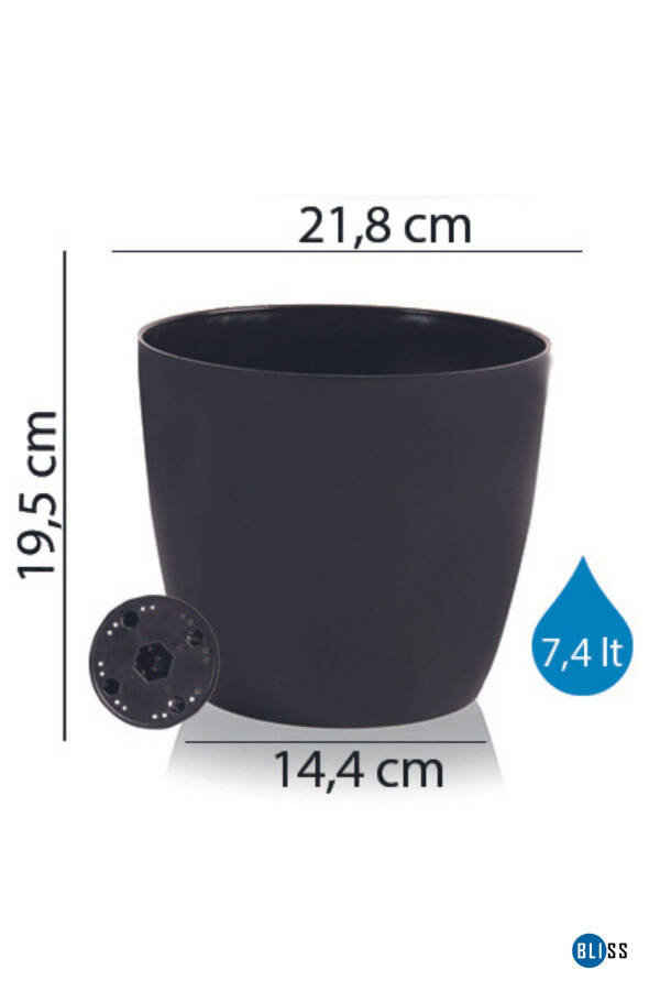 Yakut Flower Pot 7.4 Liters Black - 2