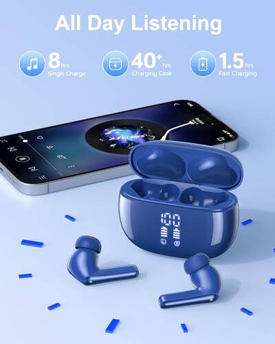 YAQ Simsiz Quloqchinlar Bluetooth Quloqchinlar, 40 soat o'ynash vaqti Stereo IPX5 suv o'tkazmaydigan Quloqchinlar, LED Quvvat Displeyli Simsiz Quloq ichidagi Quloqchinlar Mikrofonli iOS Android Uyali Telefon Sport uchun - 6