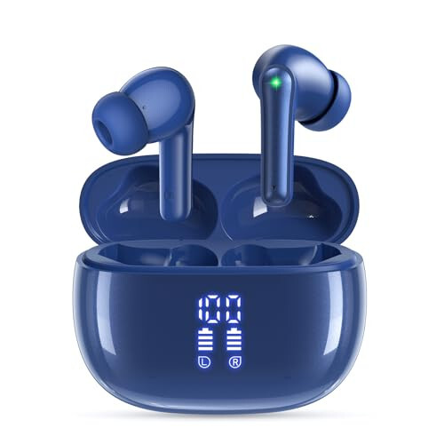 YAQ Wireless Earbuds Bluetooth Headphones, 40H Playtime Stereo IPX5 Waterproof Ear Buds, LED Power Display Cordless in-Ear Earphones with Microphone for iOS Android Cell Phone Sports - 2