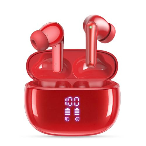 YAQ Wireless Earbuds Bluetooth Headphones, 40H Playtime Stereo IPX5 Waterproof Ear Buds, LED Power Display Cordless in-Ear Earphones with Microphone for iOS Android Cell Phone Sports - 2