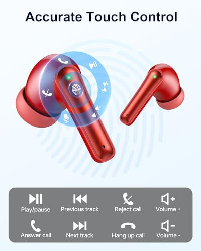 YAQ Wireless Earbuds Bluetooth Headphones, 40H Playtime Stereo IPX5 Waterproof Ear Buds, LED Power Display Cordless in-Ear Earphones with Microphone for iOS Android Cell Phone Sports - 5