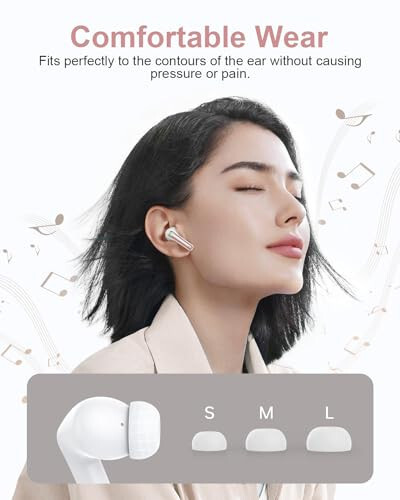 YAQ Wireless Earbuds Bluetooth Headphones, 40H Playtime Stereo IPX5 Waterproof Ear Buds, LED Power Display Cordless in-Ear Earphones with Microphone for iPhone Android Cell Phone Sports, Pink - 7