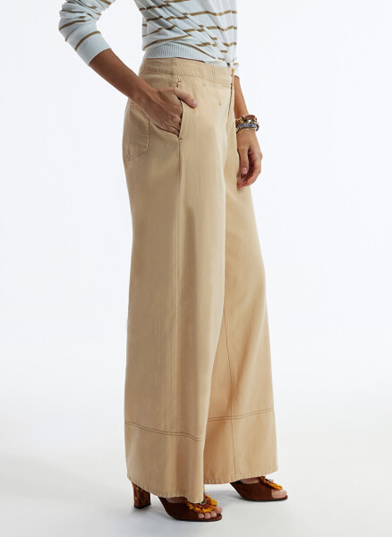 Yargıcı High Waist Flare Beige Women's Pants 24YKPN3100X - 6