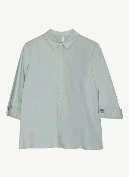 Yargıcı Women's Normal Plain Collar Water Green Shirt 23KKGM6003X - 1