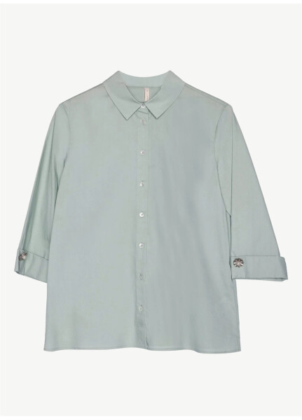 Yargıcı Women's Normal Plain Collar Water Green Shirt 23KKGM6003X - 3