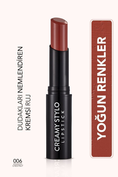 Yarim Yorqin Stick Labzal - Creamy Stylo Lipstick - 006 Kashtan - 8682536013666 - 9