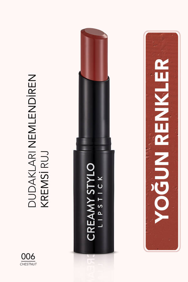 Yarim Yorqin Stick Labzal - Creamy Stylo Lipstick - 006 Kashtan - 8682536013666 - 17