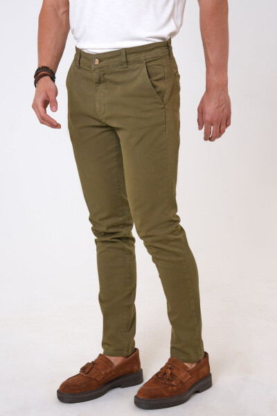 Yashil Slim Fit Paxta Mustahkamlangan Chino Shimim - 2