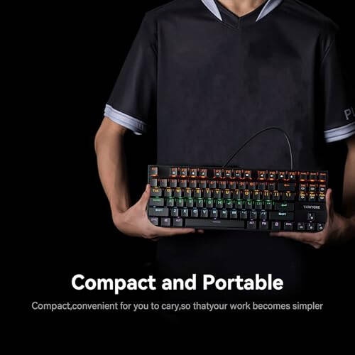 Yawyore 87-Key Mechanical Keyboard with Dazzling Colorful LED Backlight, Compatible with Windows and Mac Computers. Perfect for Gaming and Typing Windows Laptop PC Mac(Black) - 4