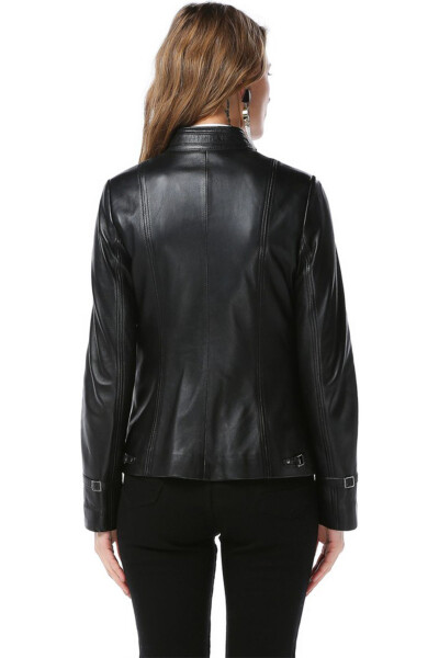 Yb2043 Plus Size Genuine Leather Women's Jacket Black - 19