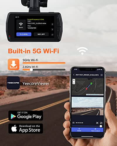 YEECORE D21 Dash Cam, Gerçek 4K Dash Kamera Ön 5G WiFi GPS, 3