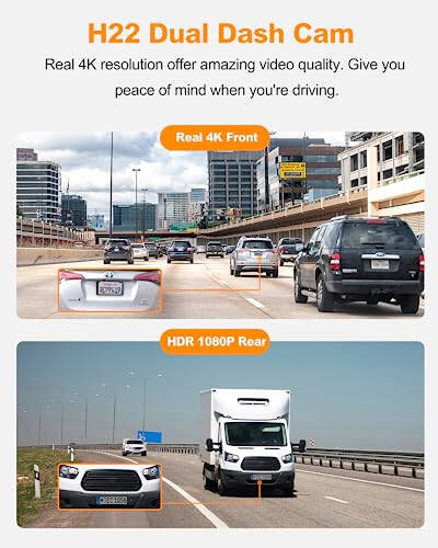 YEECORE Dash Cam Front and Rear, Real 4K+1080P Dual Dash Cam, Built-in WiFi GPS, 3.3 Inch Eye-Care Screen, HDR Night Vision, 24H Parking Mode, 157°Wide Angle Dash Camera for Cars, Loop Recording - 8