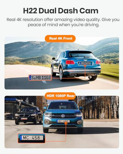 YEECORE Dash Cam Front and Rear, Real 4K+1080P Dual Dash Cam, Built-in WiFi GPS, 3.3 Inch Eye-Care Screen, HDR Night Vision, 24H Parking Mode, 157°Wide Angle Dash Camera for Cars, Loop Recording - 1