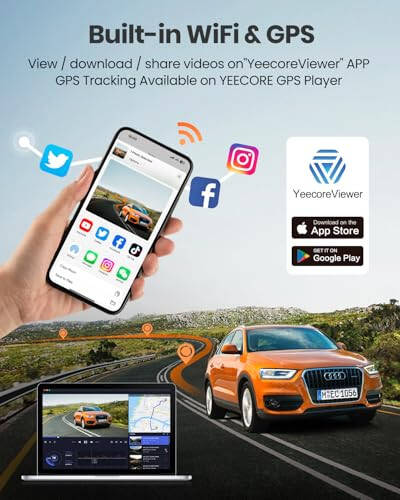 YEECORE Dash Cam Front and Rear, Real 4K+1080P Dual Dash Cam, Built-in WiFi GPS, 3.3 Inch Eye-Care Screen, HDR Night Vision, 24H Parking Mode, 157°Wide Angle Dash Camera for Cars, Loop Recording - 3