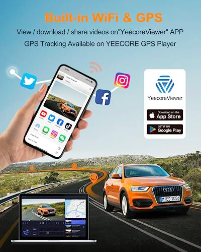 YEECORE Ön ve Arka Araç Kamerası, Gerçek 4K+1080P Çift Araç Kamerası, Dahili WiFi GPS, 3.3 İnç Göz Bakımı Ekranı, HDR Gece Görüşü, 24 Saat Park Modu, 157° Geniş Açı Araç Kamerası - 9