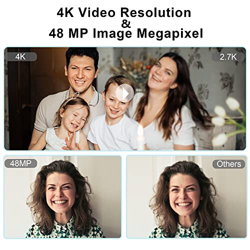 YEEIN 4K Fotoğraf ve Video İçin Point and Shoot Dijital Kamera, 48MP Anti-Sarsıntı Manuel Odaklama Vlogging Kamerası 32G Kartlı, 3'' Ekranlı Başlangıç Seviyesi Taşınabilir Kamera - 2