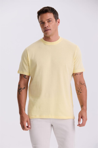 Yellow 100% Cotton Printed Crew Neck T-Shirt - 1