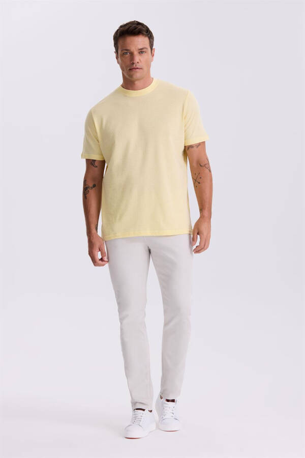 Yellow 100% Cotton Printed Crew Neck T-Shirt - 2