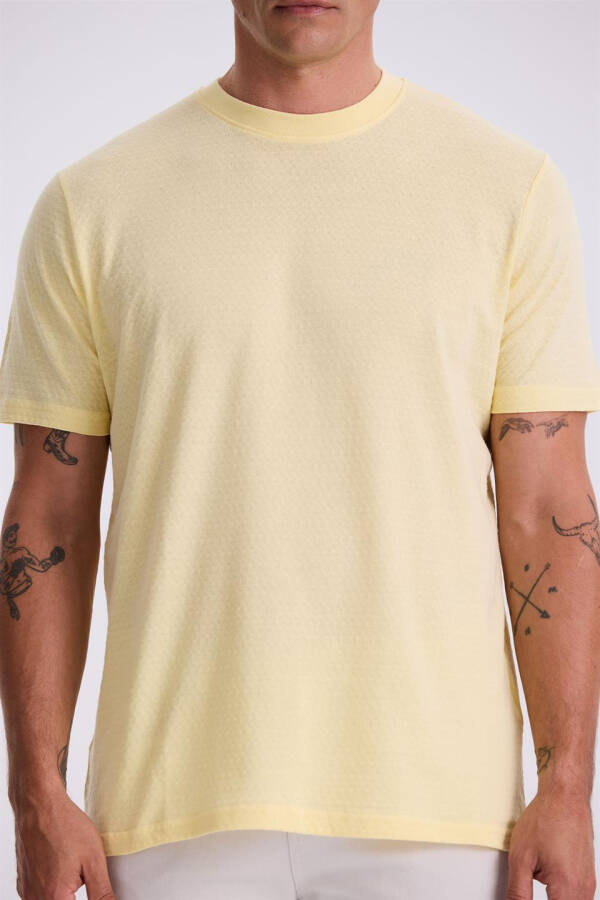 Yellow 100% Cotton Printed Crew Neck T-Shirt - 3