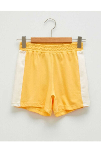 Yellow Basic Children's Shorts with Elastic Waistband - 1