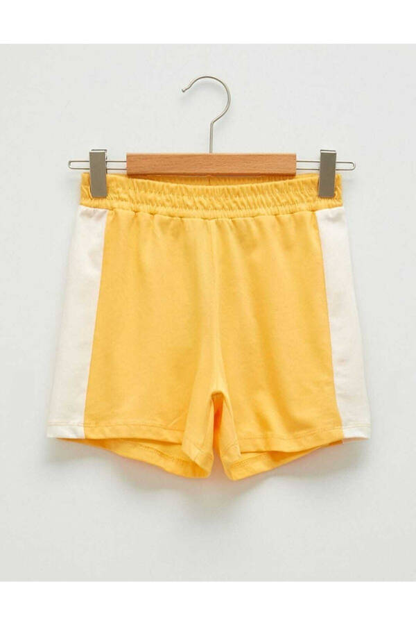 Yellow Basic Children's Shorts with Elastic Waistband - 1