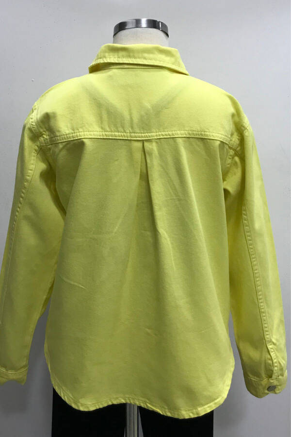 Yellow Jean Jacket with Flap Pockets for Girls - 3