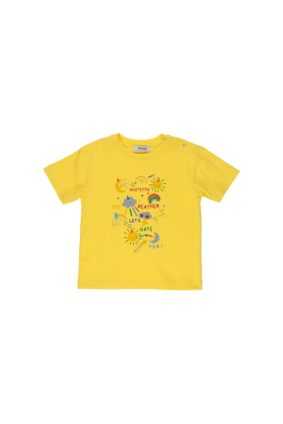 Yellow Knit T-Shirt with Print for Baby Boy - 4