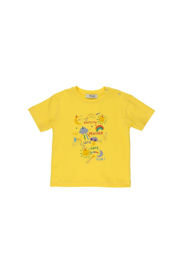 Yellow Knit T-Shirt with Print for Baby Boy - 4