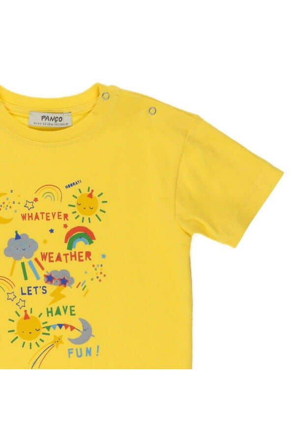 Yellow Knit T-Shirt with Print for Baby Boy - 6