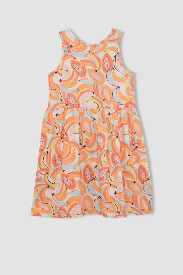 Yellow Sleeveless Dress with Pattern for Girls - 7