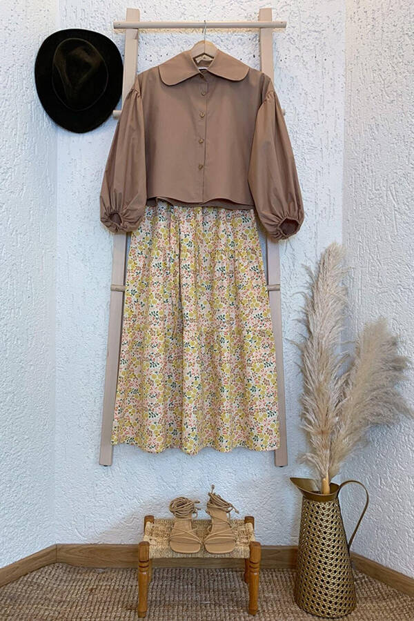 Yellow Spring Skirt & Crop Top Set - 1