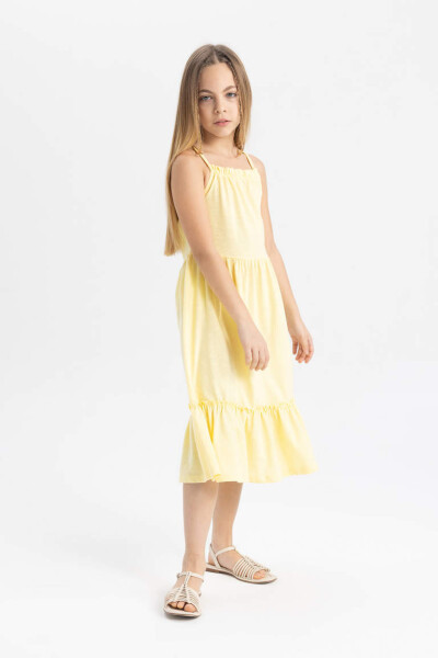 Yellow Strapless Dress for Girls - 3