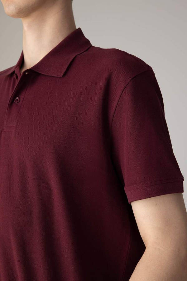 Yeni Regular Fit Kısa Kollu Polo Tişört Bordo - 4