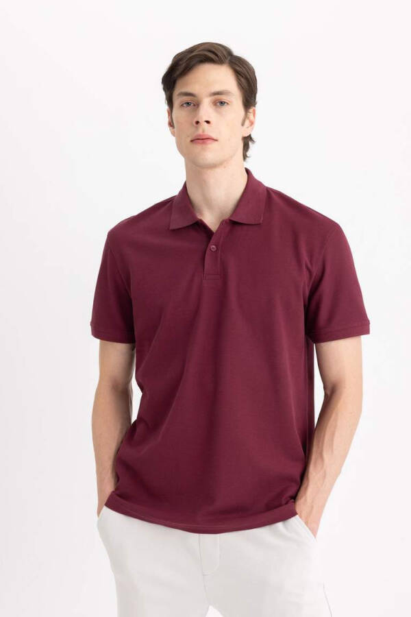 Yeni Regular Fit Kısa Kollu Polo Tişört Bordo - 6