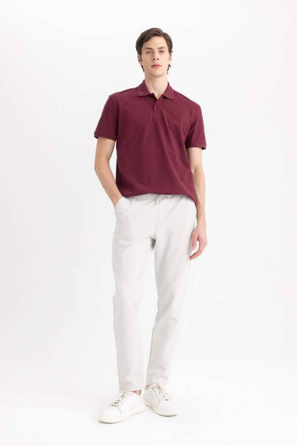 Yeni Regular Fit Kısa Kollu Polo Tişört Bordo - 7