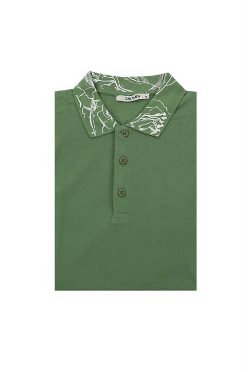 Yeşil Slim Fit Polo Yaka Erkek T-Shirt - 1