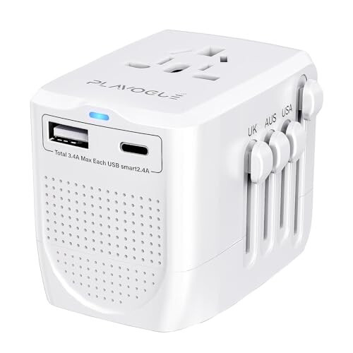 Yevropaga sayohat uchun adapter - Plavogue 220v dan 110v gacha quvvat konvertori 880 Vt / 3.4A USB & USB-C portlarida zaryadlash, 2000 Vt Yevropa sayohat vilkasi adapteri, 200 dan ortiq mamlakatlar uchun universal sayohat adapteri - 1