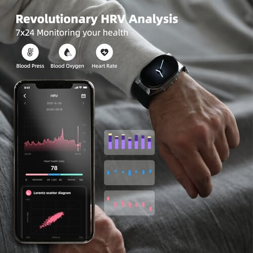 YHE BP Doctor Pro Smartwatch, Blood Pressure Watch with Patented Cuff, HRV Heart Rate Sleep Blood Oxygen Monitor, Activity Tracker (Gray) - 3