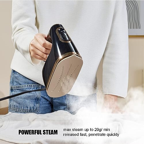 YIKA Portable Steamer for Clothes, Handheld Garment Clothing Steamer Iron, Ironing & Steaming 2 in 1, Large Soleplate, 45S Heat Up, Fabric Wrinkle Remover for Home and Travel - 3