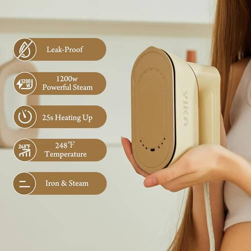 YIKA Travel Steam Iron for Clothes, Press & Steam 2-in-1 Iron and Steamer, Ceramic Soleplate, Portable Garment Clothing Wrinkle Remover, 25s Heat Up, Compact Design for Travel, Home and Office - 2