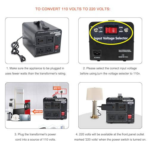 Yinleader 1000 Vt Voltaj Konvertori Transformatori (110V dan 220V GACHASI 220V dan 110V GACHASI) 1000 Vt Yuqoriga/Pastga Konvertor 110/120 Volt - 220/240 Volt AQSh Quvvat Simi, Avtomatik Himoya bilan (VTUS-1000) - 5