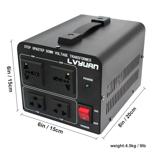 Yinleader 1000W Voltage Converter Transformer (110V to 220V OR 220V to 110V) 1000 Watt Step Up/Down Converter 110/120 Volt - 220/240 Volt w/US Power Cord, Circuit Breaker Protection (VTUS-1000) - 15