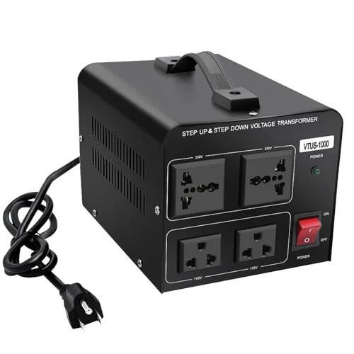 Yinleader 1000W Voltage Converter Transformer (110V to 220V OR 220V to 110V) 1000 Watt Step Up/Down Converter 110/120 Volt - 220/240 Volt w/US Power Cord, Circuit Breaker Protection (VTUS-1000) - 3