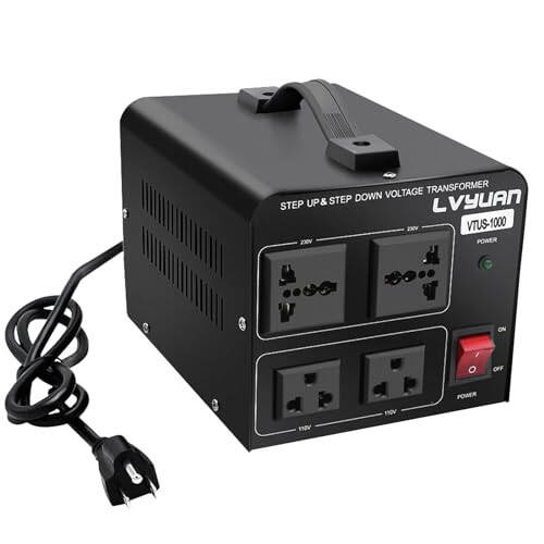 Yinleader 1000W Voltaj Dönüştürücü Trafo (110V - 220V VEYA 220V - 110V) 1000 Watt Adım Yukarı/Aşağı Dönüştürücü 110/120 Volt - 220/240 Volt ABD Güç Kablosu, Devre Kesici Koruma ile (VTUS-1000) - 1